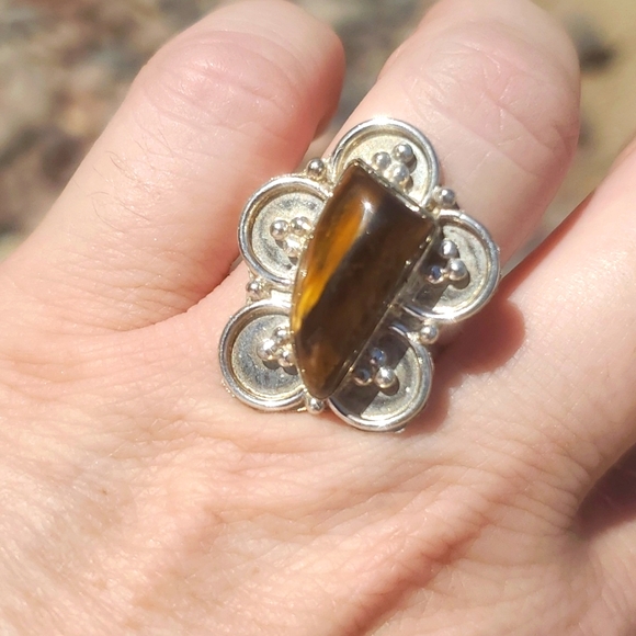 ***$15 Sale*** New Tiger Eye 925 Silver Ring. - Picture 9 of 12